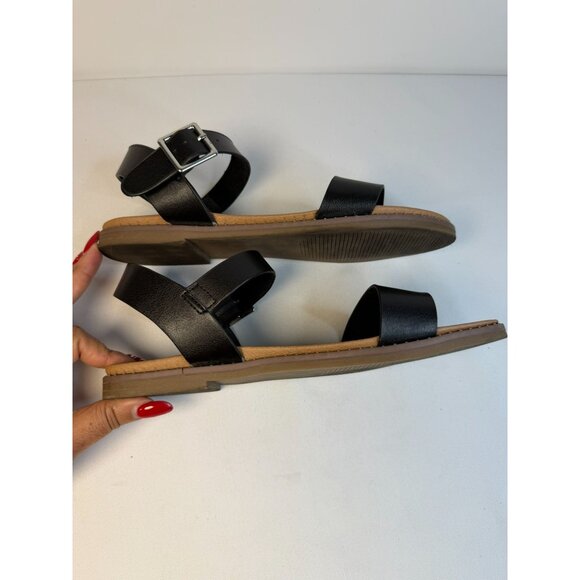 Steve Madden Tesa Slingback Flat Sandals Women Size 8.5M Black Ankle Strap Open - Picture 7 of 12